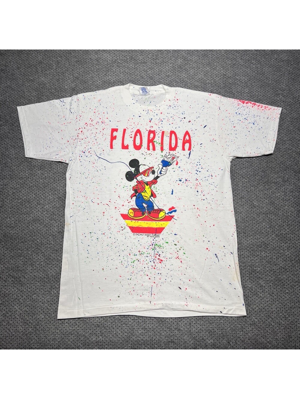 Vintage 1990s Walt Disney Mickey Mouse T-Shirt XL Rare Men’s White AOP